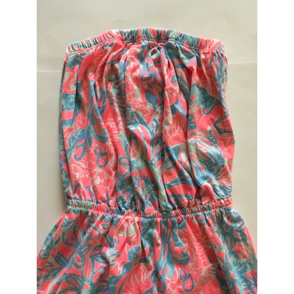 Lilly Pulitzer Windsor Strapless Dress Summer Siren Pink Sun Ray Seashell Sz XXS - Picture 2 of 14